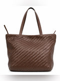 Christopher Kon Woven Leather Tote Bag in Brown Great Y2K Boho Style