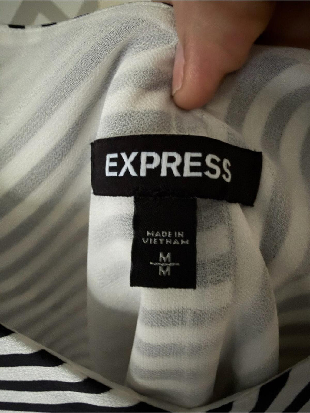Express Black and White Striped V-Neck Cami Tank