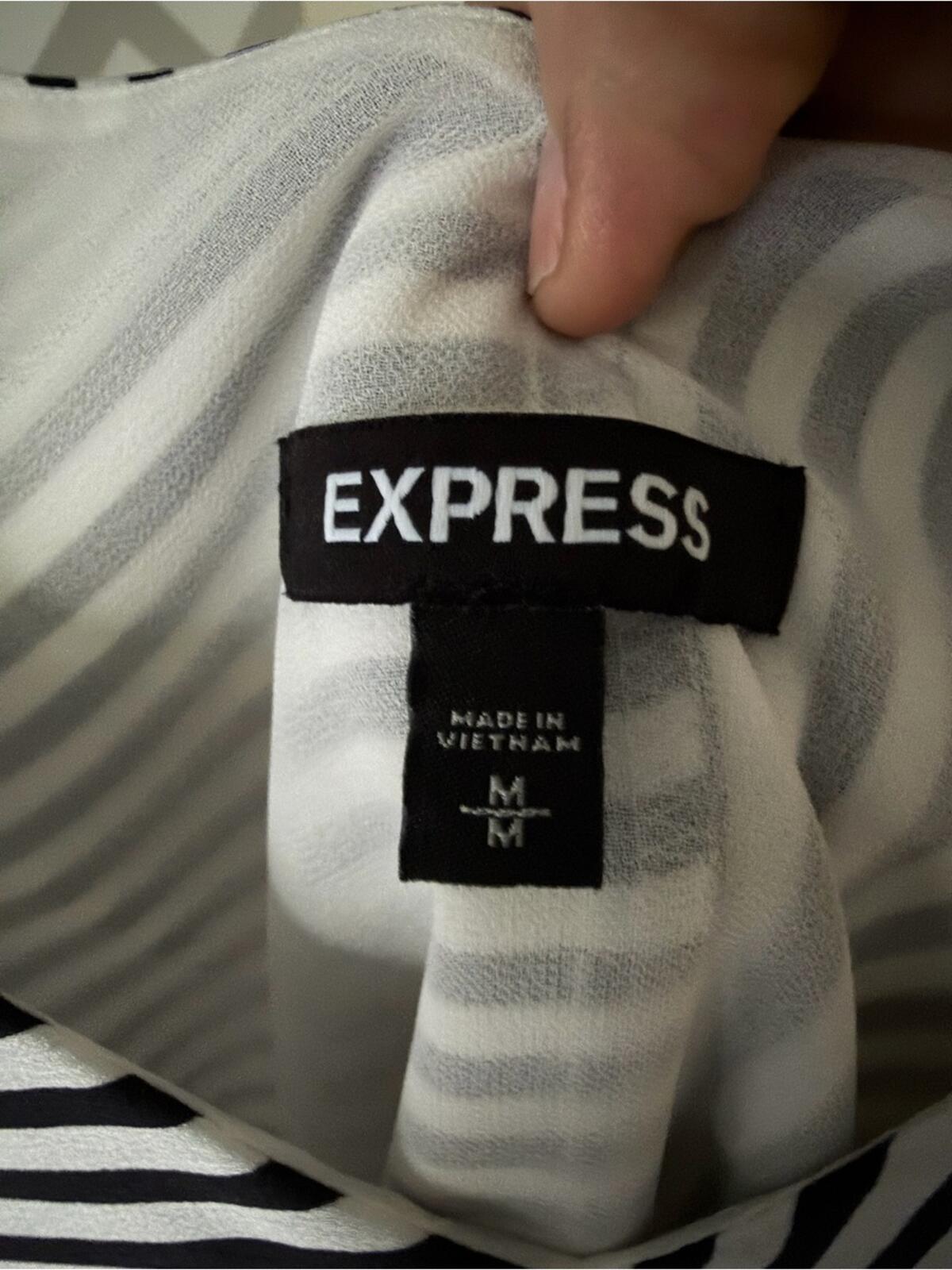 Express Black and White Striped V-Neck Cami Tank