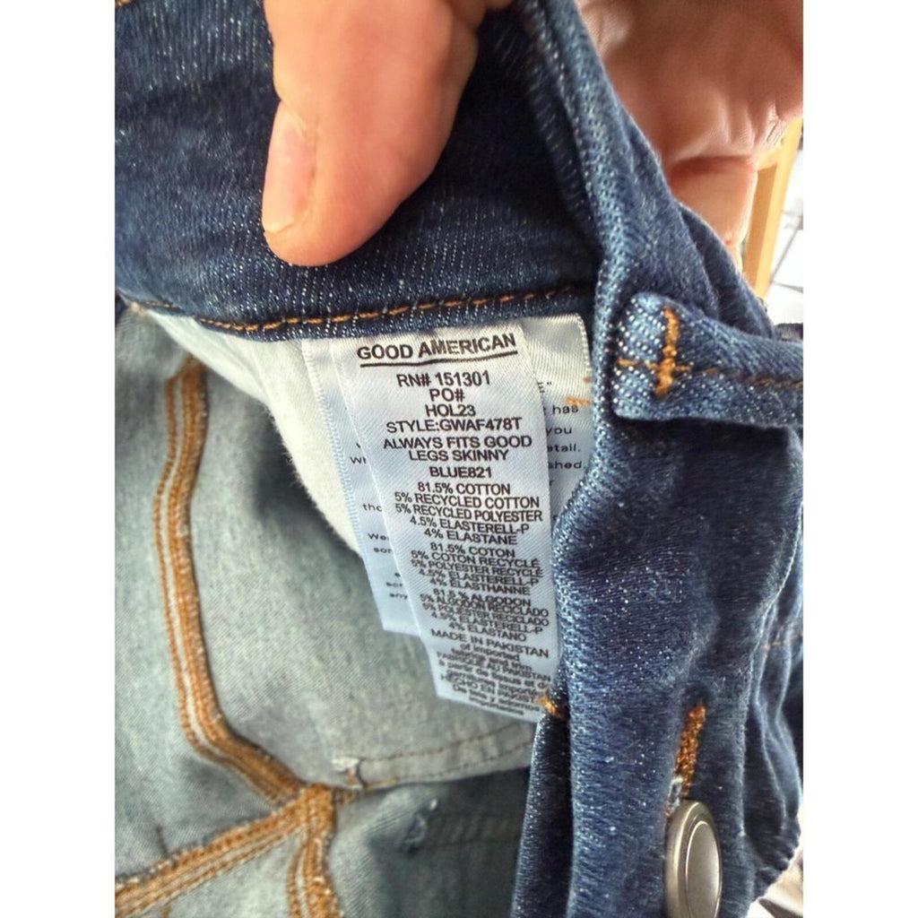 Good American Always Fits Good Legs Skinny Jeans 14-18, Dark Blue w/Stretch 0074
