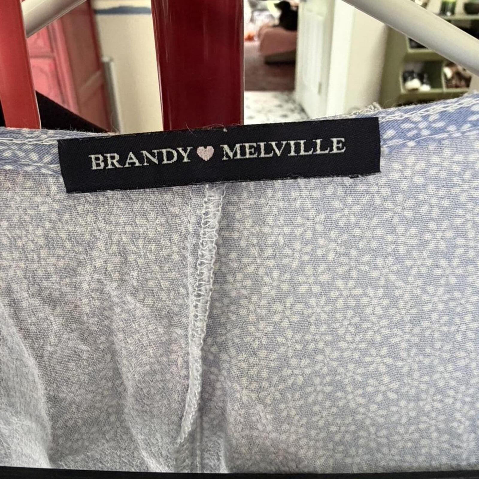 Brandy Melville Blue Midi Wrap Dress with Delicate Floral Print, Size 8, EUC