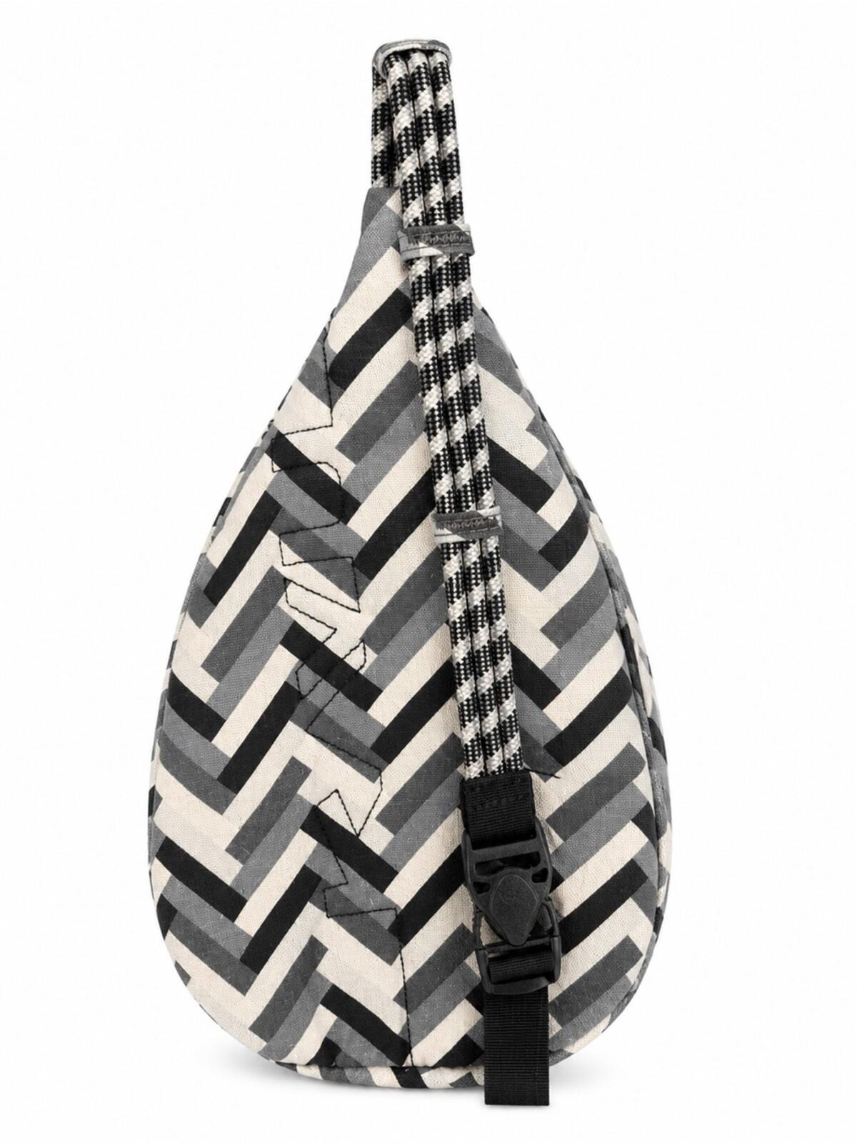 KAVU Black & White Chevron Rope Sling Bag EUC