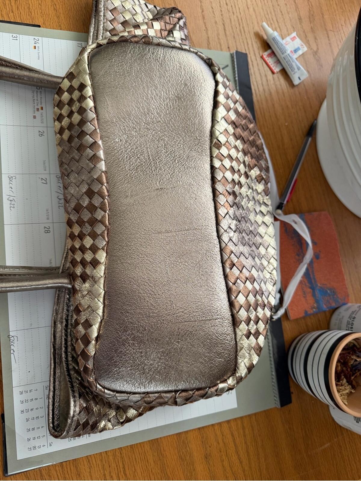 Elliot Lucca Metallic Woven Leather Shoulder bag, in great shape!