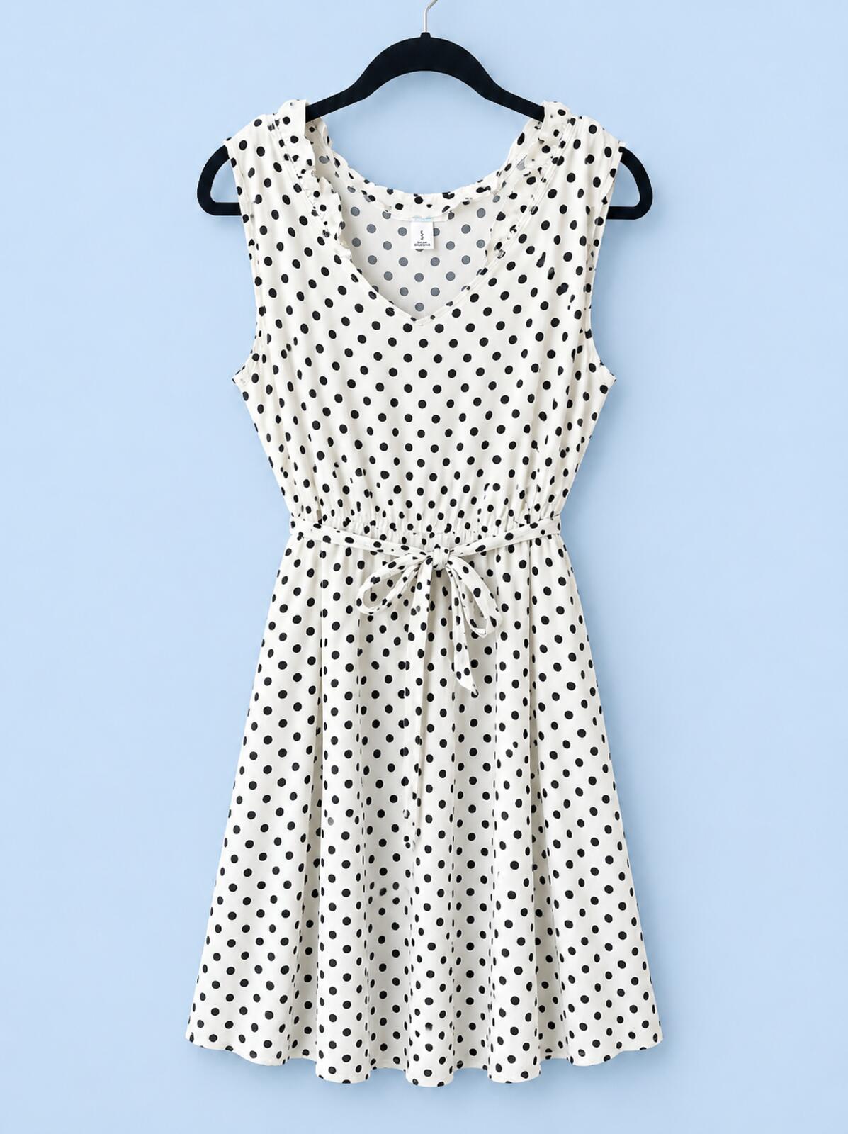 Old Navy Polka Dot Sleeveless Dress w/Tie Waist and Ruffle Trim