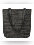 Chilewich Black Woven Tote Bag Large Market Travel Shoulder Bag