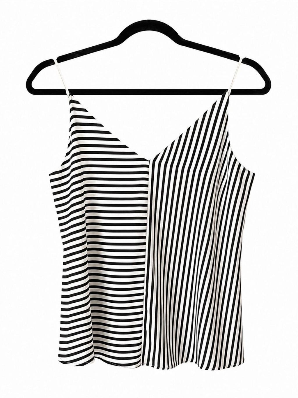 Express Black and White Striped V-Neck Cami Tank