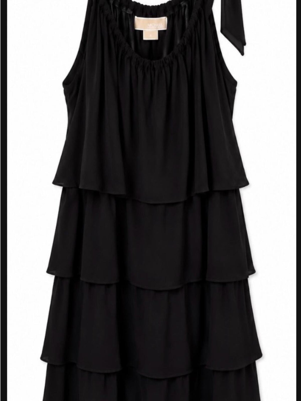 Michael Kors Black Tiered Sleeveless Dress with Shoulder Tie Size XL Like New