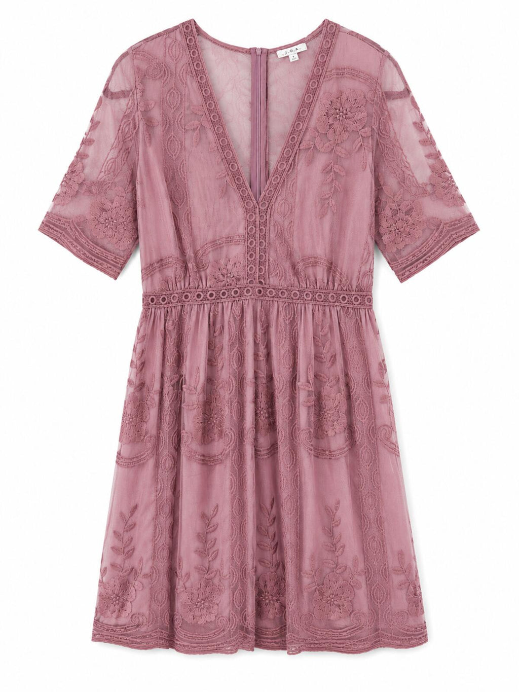 Haute Monde Lined Sheer Floral Embroidered Dress Size S EUC