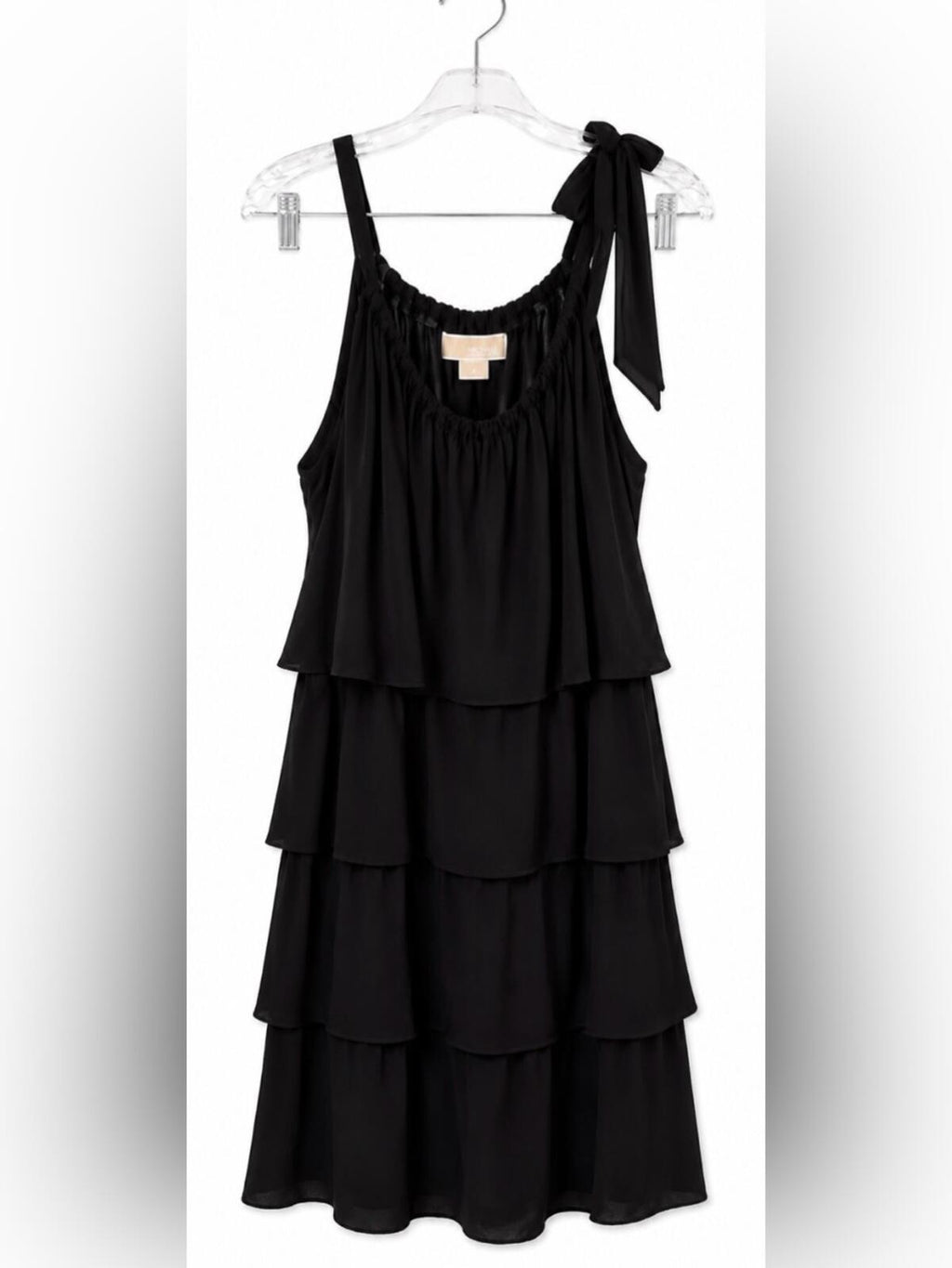 Michael Kors Black Tiered Sleeveless Dress with Shoulder Tie Size XL Like New