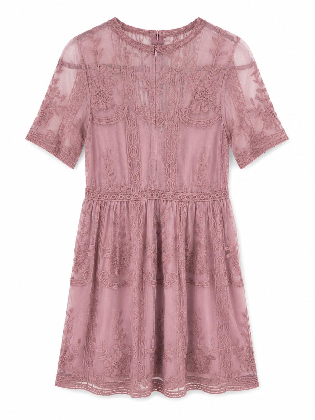 Haute Monde Lined Sheer Floral Embroidered Dress Size S EUC