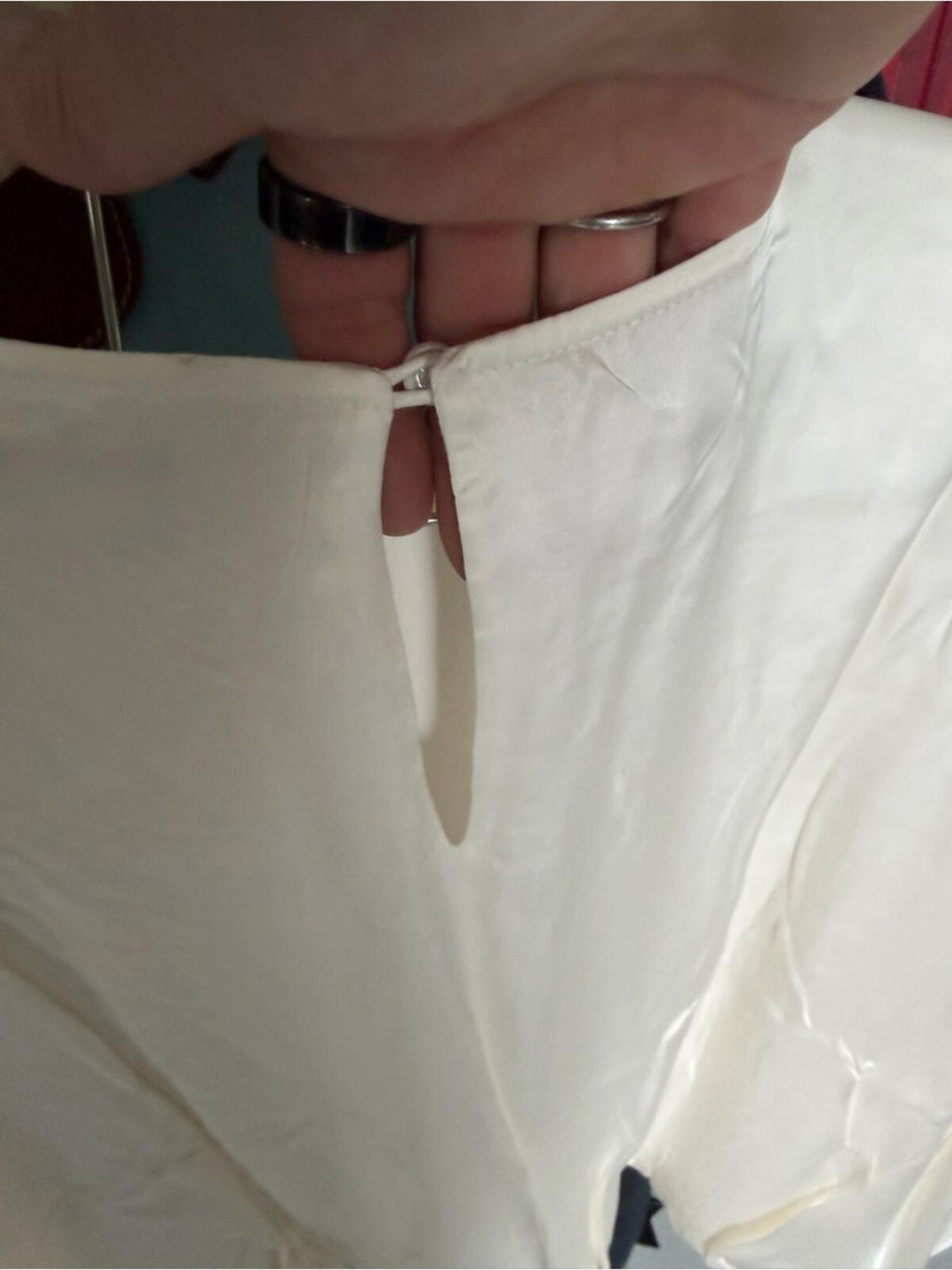 Madewell Cream Satin Like Balloon-Hem Long Sleeve Blouse NWT