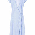Brandy Melville Blue Midi Wrap Dress with Delicate Floral Print, Size 8, EUC