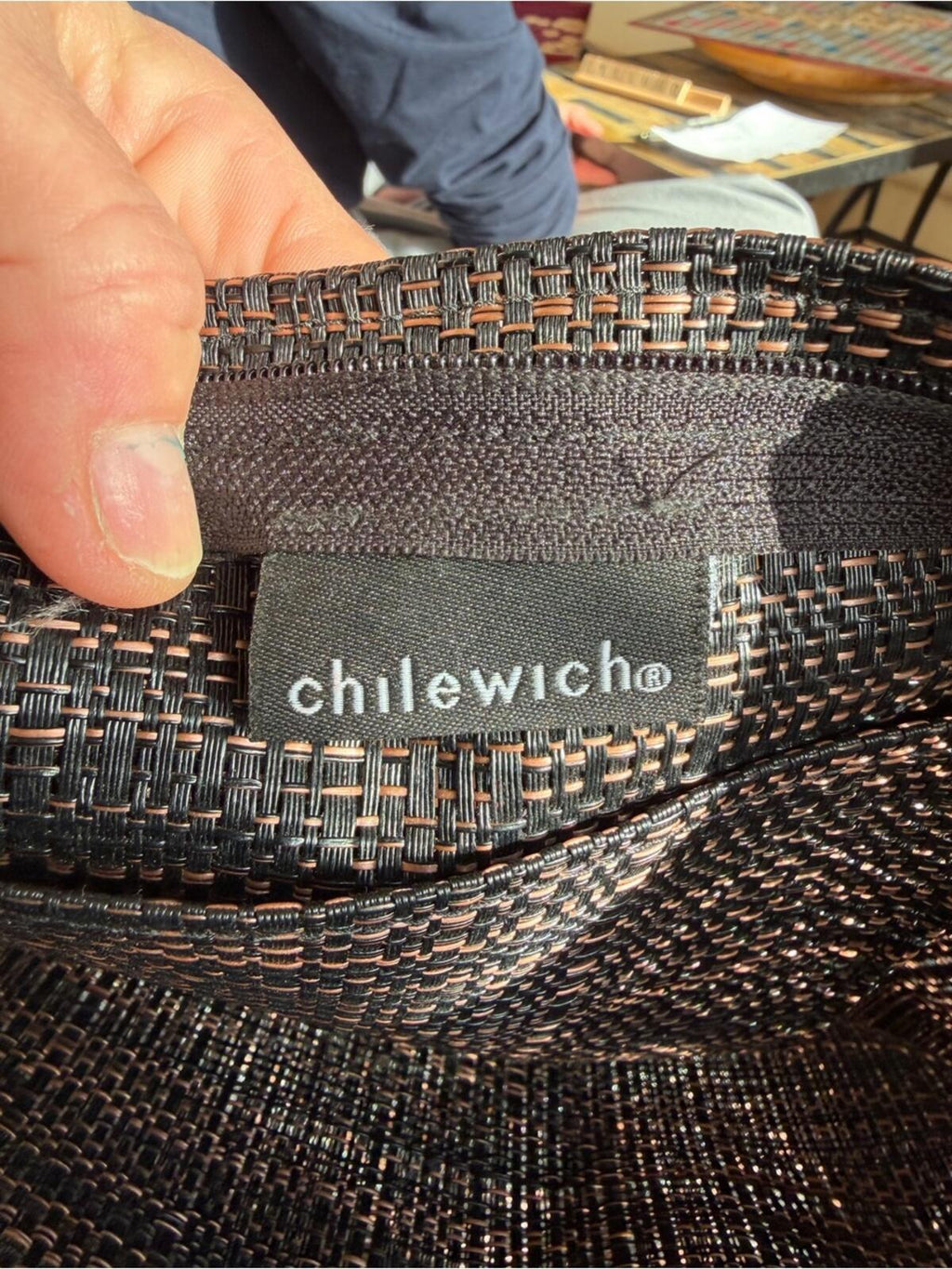 Chilewich Black Woven Tote Bag Large Market Travel Shoulder Bag