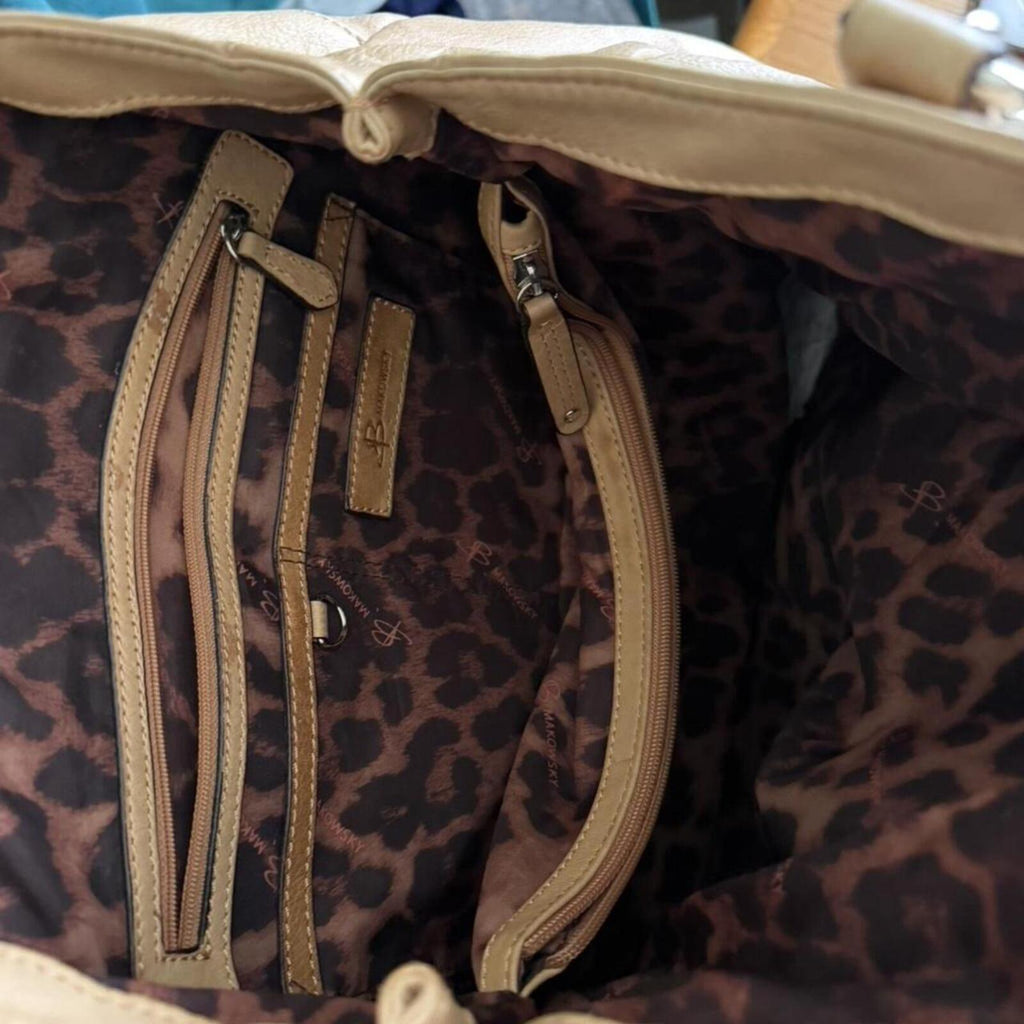 B Makowsky Leather Shoulder Bag, Y2K Slouchy Boho Style