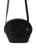 Cristian Black Croc-Embossed Leather Crossbody Bag, Genuine Y2K Fashion
