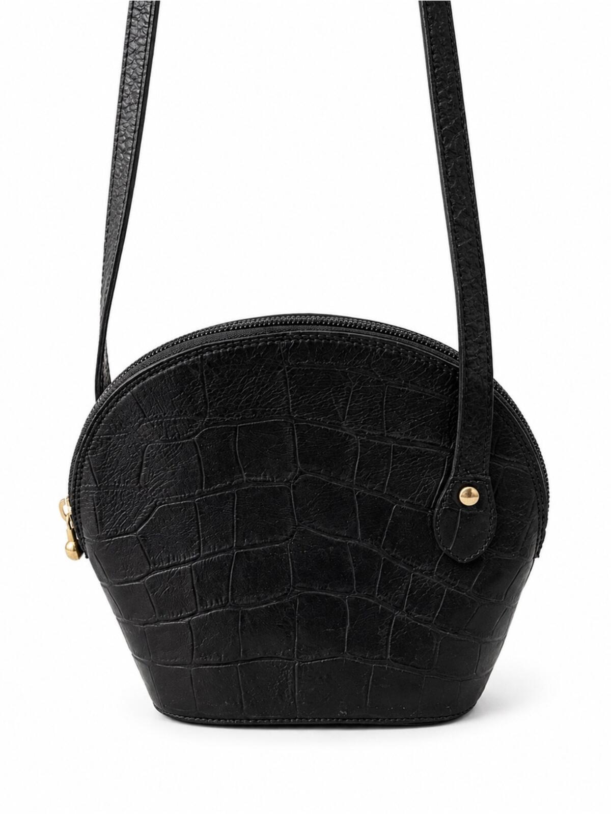 Cristian Black Croc-Embossed Leather Crossbody Bag, Genuine Y2K Fashion