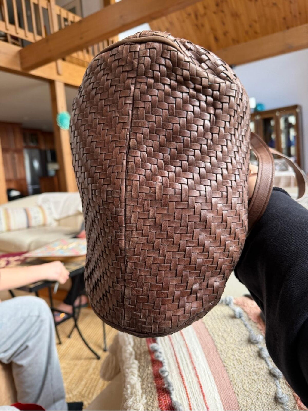 Christopher Kon Woven Leather Tote Bag in Brown Great Y2K Boho Style